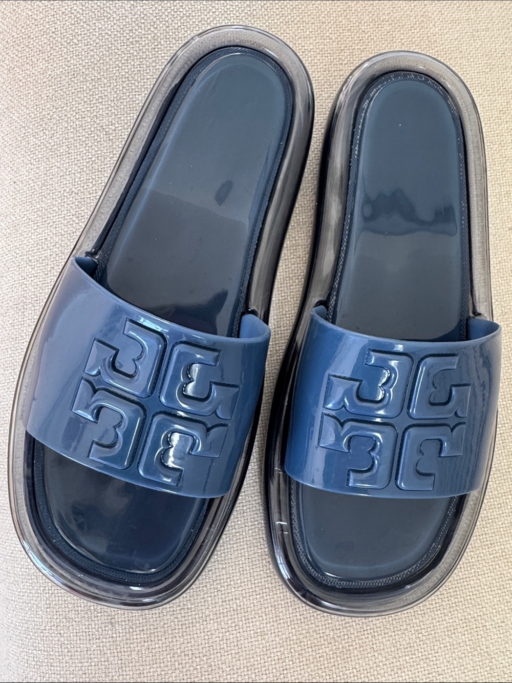 Tory Burch Deep Bubble Jelly Slide Sandals blue woman’s size 9 shoes waterproof